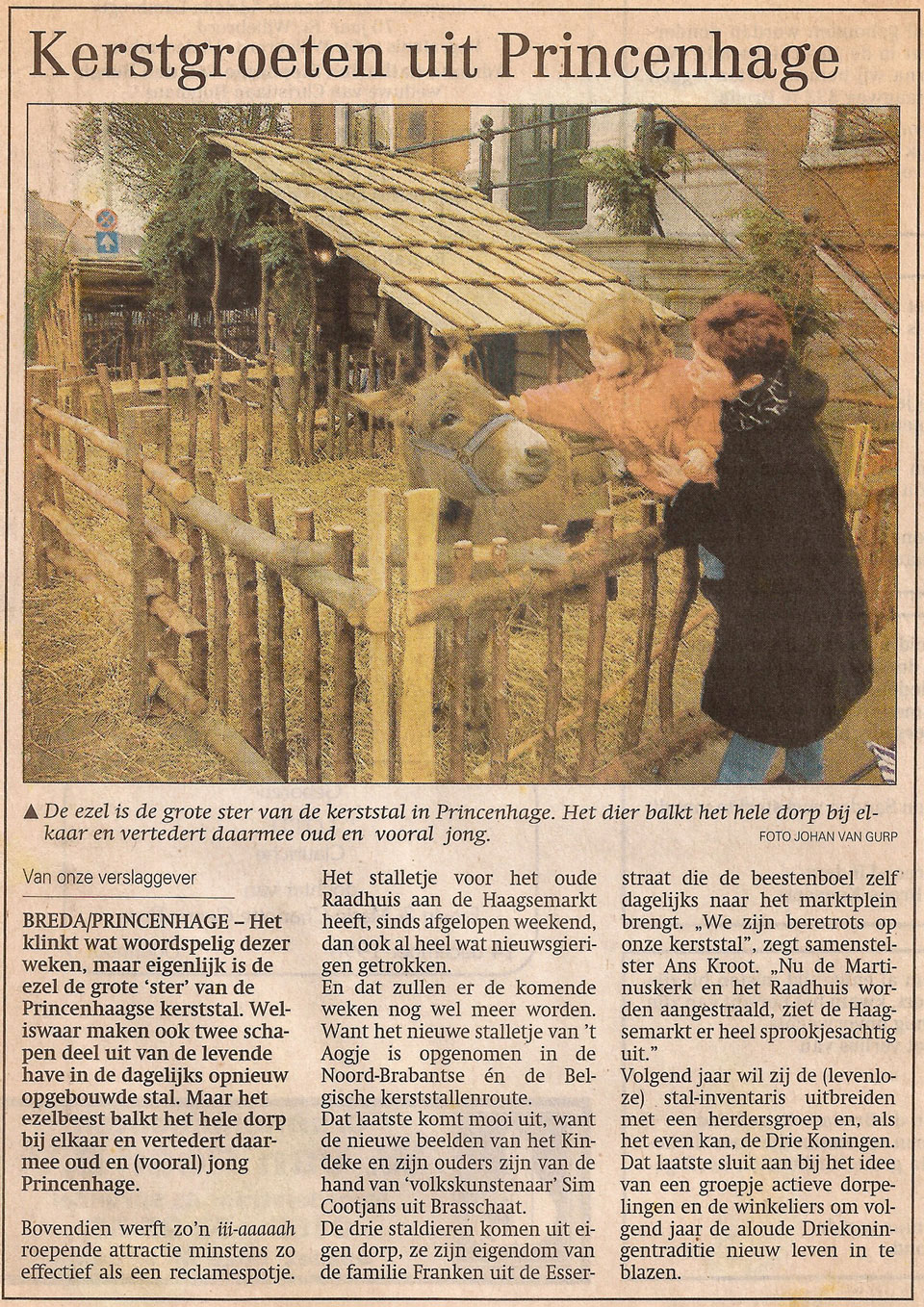 Dagblad DeStem 1998 Ezel-kerststal